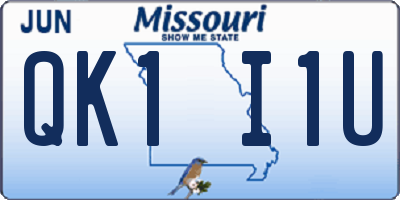MO license plate QK1I1U