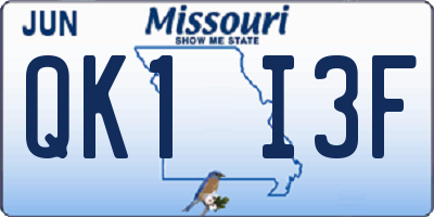 MO license plate QK1I3F