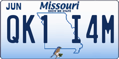 MO license plate QK1I4M