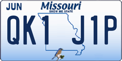 MO license plate QK1J1P