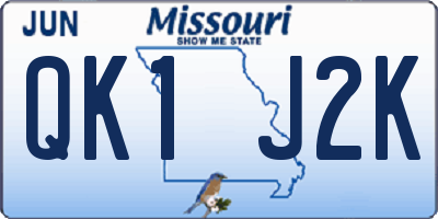 MO license plate QK1J2K