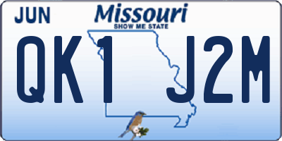 MO license plate QK1J2M