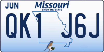 MO license plate QK1J6J