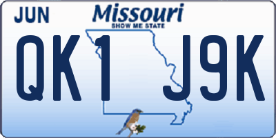MO license plate QK1J9K