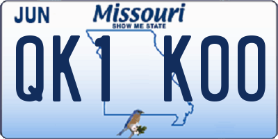 MO license plate QK1K0O