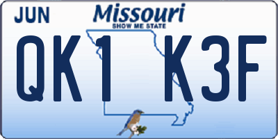 MO license plate QK1K3F