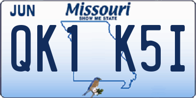 MO license plate QK1K5I