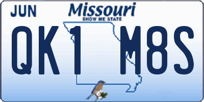 MO license plate QK1M8S