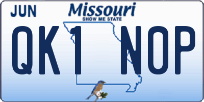 MO license plate QK1N0P