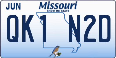 MO license plate QK1N2D