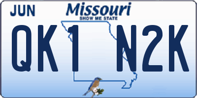 MO license plate QK1N2K