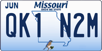 MO license plate QK1N2M