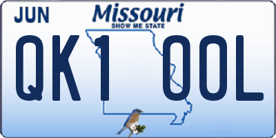 MO license plate QK1O0L
