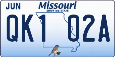 MO license plate QK1O2A