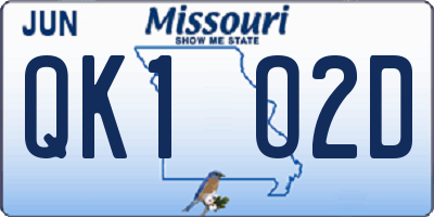 MO license plate QK1O2D