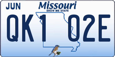 MO license plate QK1O2E