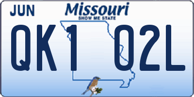 MO license plate QK1O2L