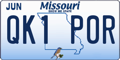 MO license plate QK1P0R