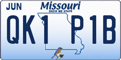 MO license plate QK1P1B