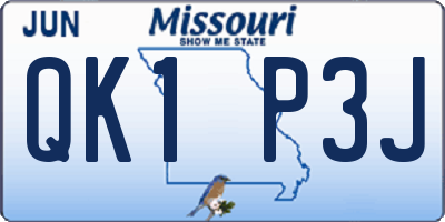 MO license plate QK1P3J