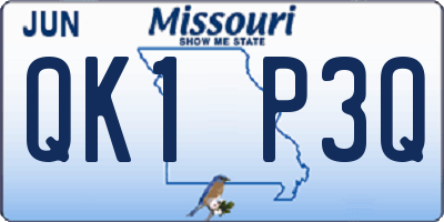 MO license plate QK1P3Q