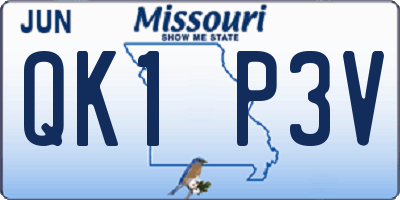 MO license plate QK1P3V
