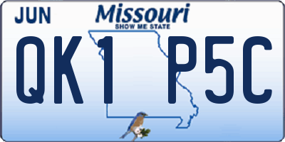 MO license plate QK1P5C