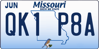 MO license plate QK1P8A