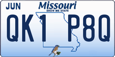 MO license plate QK1P8Q