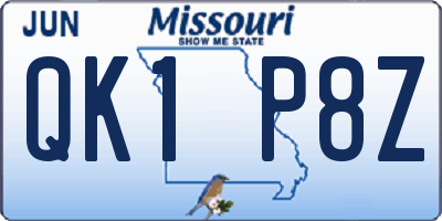 MO license plate QK1P8Z