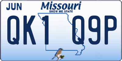 MO license plate QK1Q9P