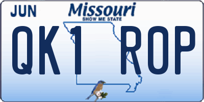 MO license plate QK1R0P