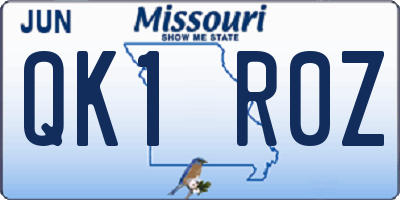 MO license plate QK1R0Z