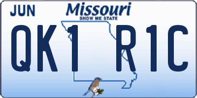 MO license plate QK1R1C