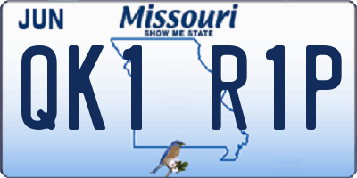 MO license plate QK1R1P