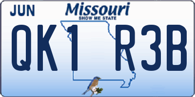 MO license plate QK1R3B
