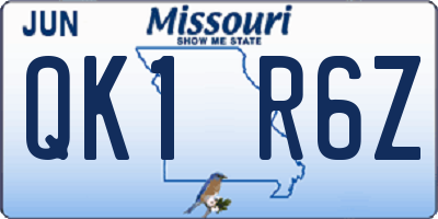 MO license plate QK1R6Z