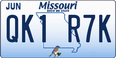 MO license plate QK1R7K