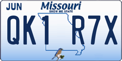 MO license plate QK1R7X