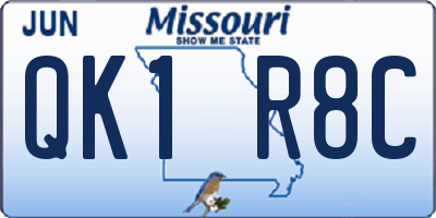 MO license plate QK1R8C