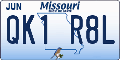 MO license plate QK1R8L
