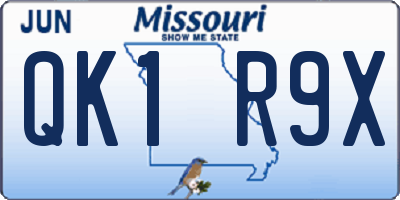 MO license plate QK1R9X