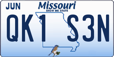 MO license plate QK1S3N