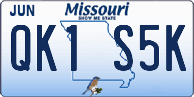 MO license plate QK1S5K