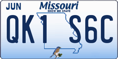 MO license plate QK1S6C