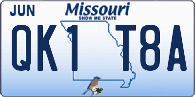 MO license plate QK1T8A