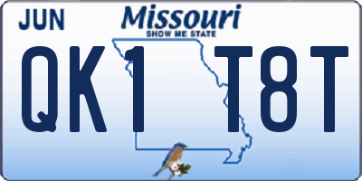 MO license plate QK1T8T