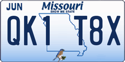MO license plate QK1T8X