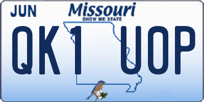 MO license plate QK1U0P