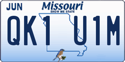 MO license plate QK1U1M